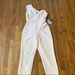 Lavish Alice Cream Jump Suit One Shoulder